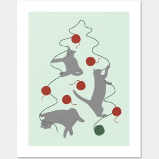 Cats and Yarn Christmas Tree Posters and Art